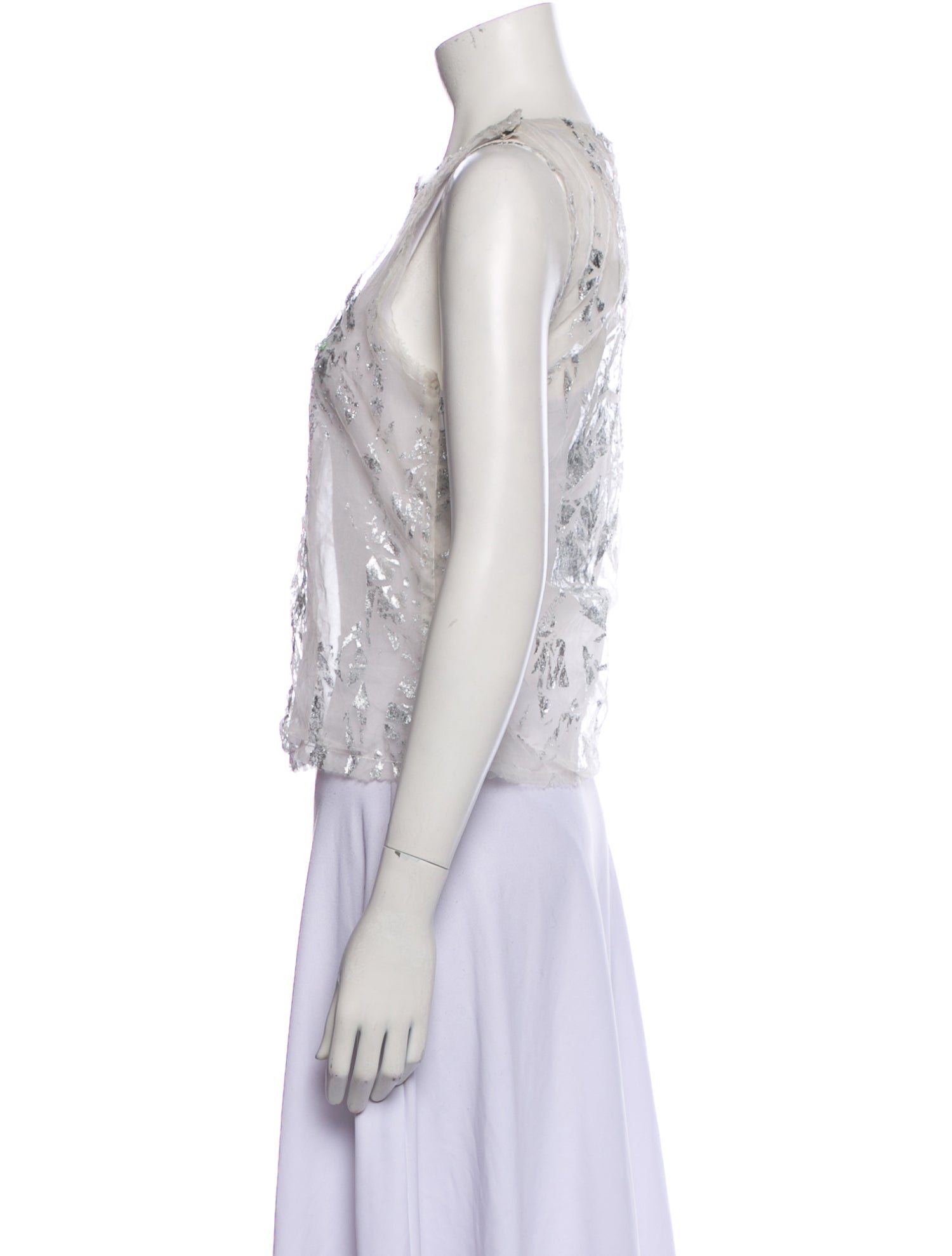 Rodarte Floral Print Crew Neck Crop Top