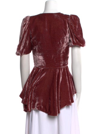 Rodarte Square Neckline Short Sleeve Button-Up Top