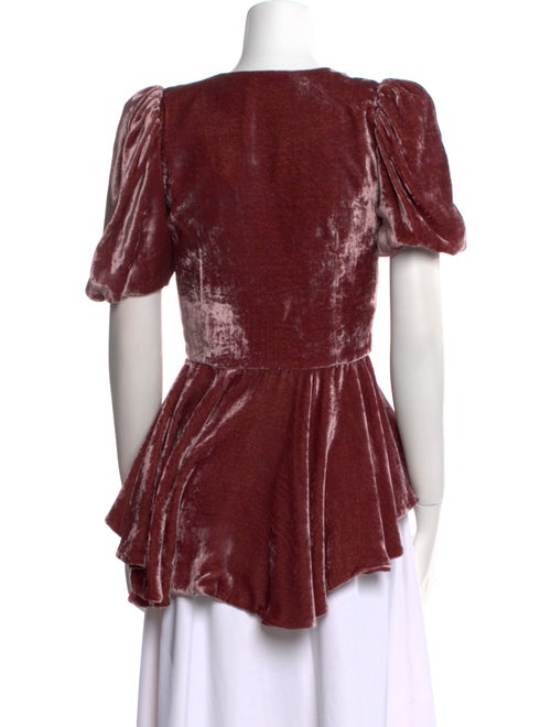 Rodarte Square Neckline Short Sleeve Button-Up Top
