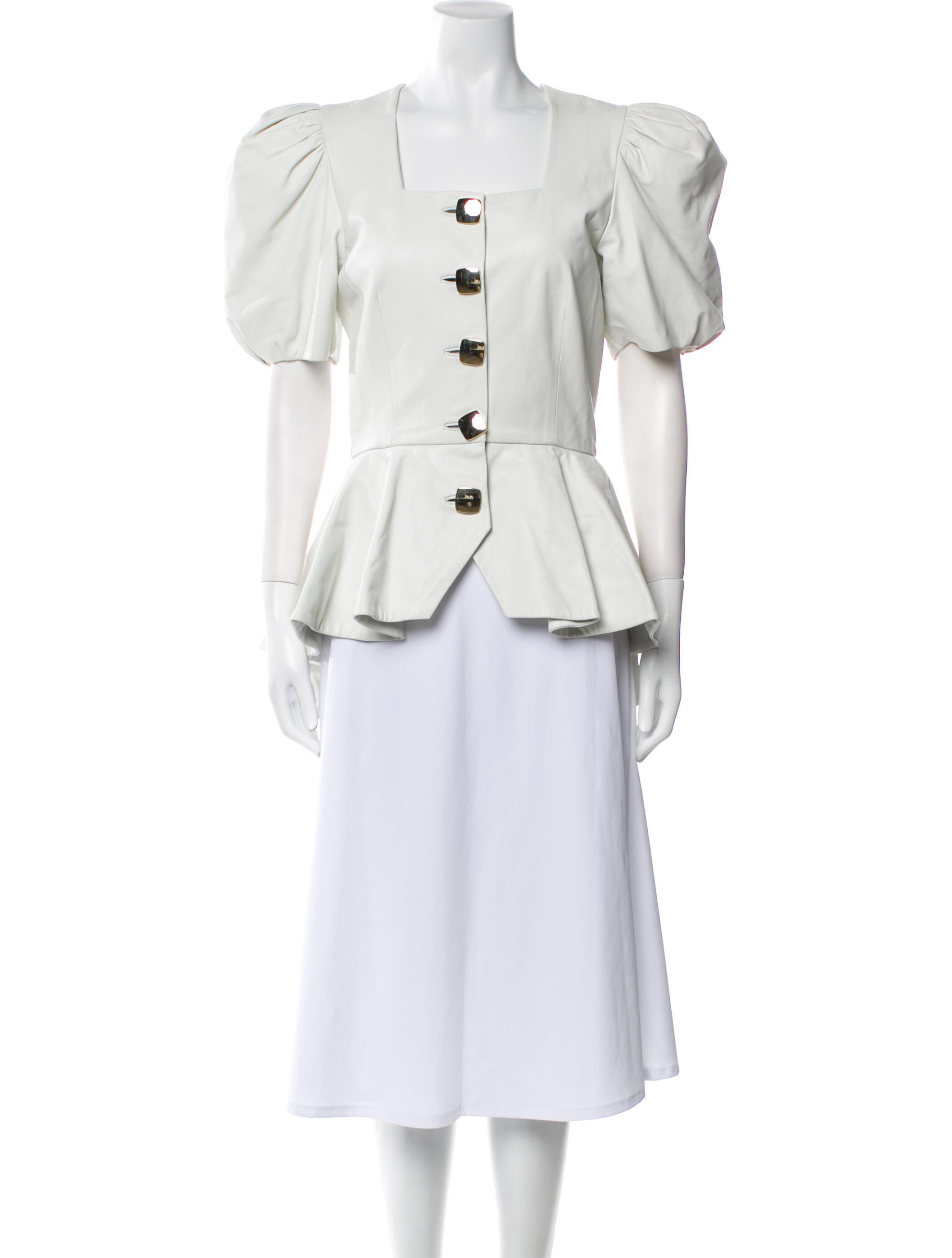 Rodarte Lamb Leather Square Neckline Blouse