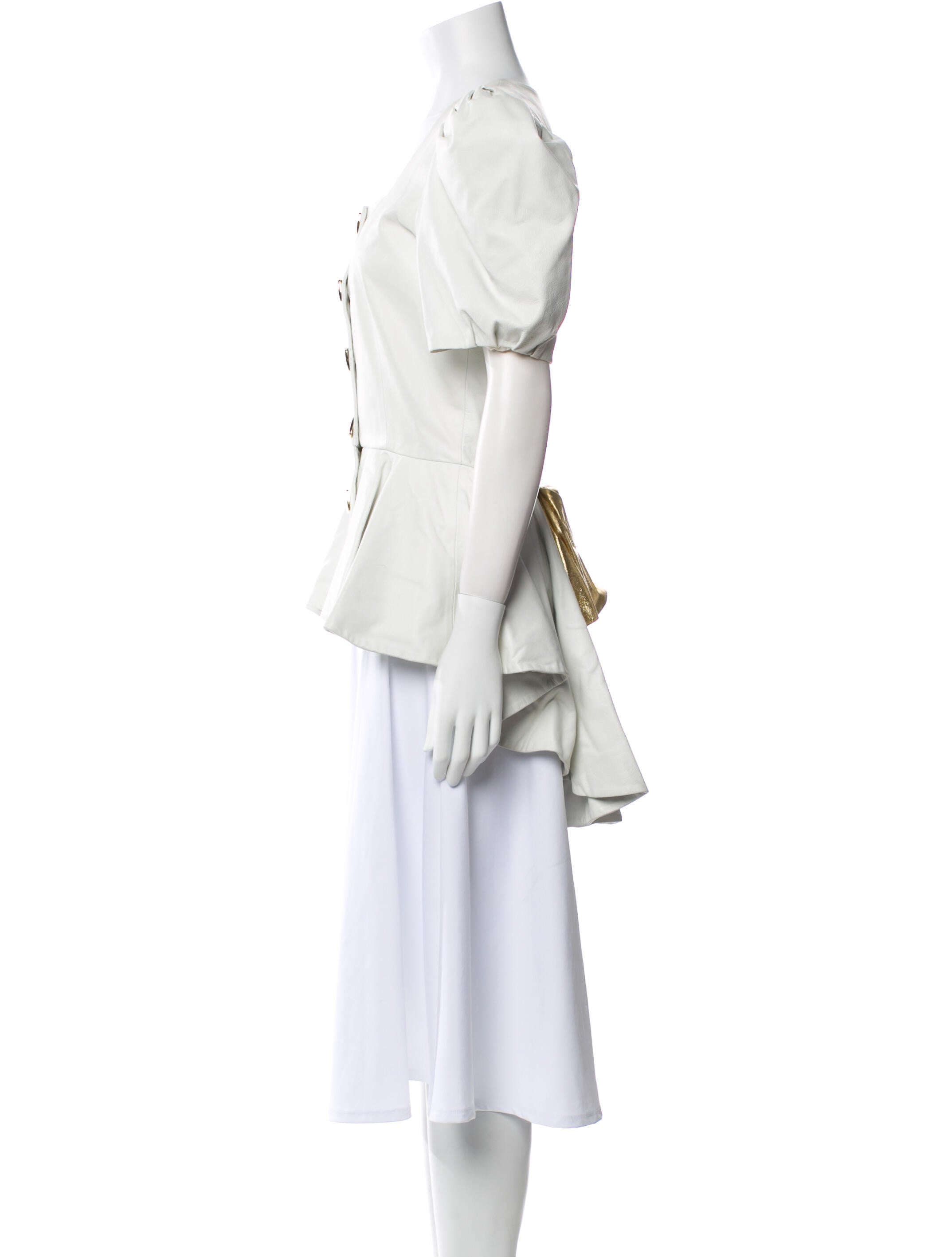 Rodarte Lamb Leather Square Neckline Blouse