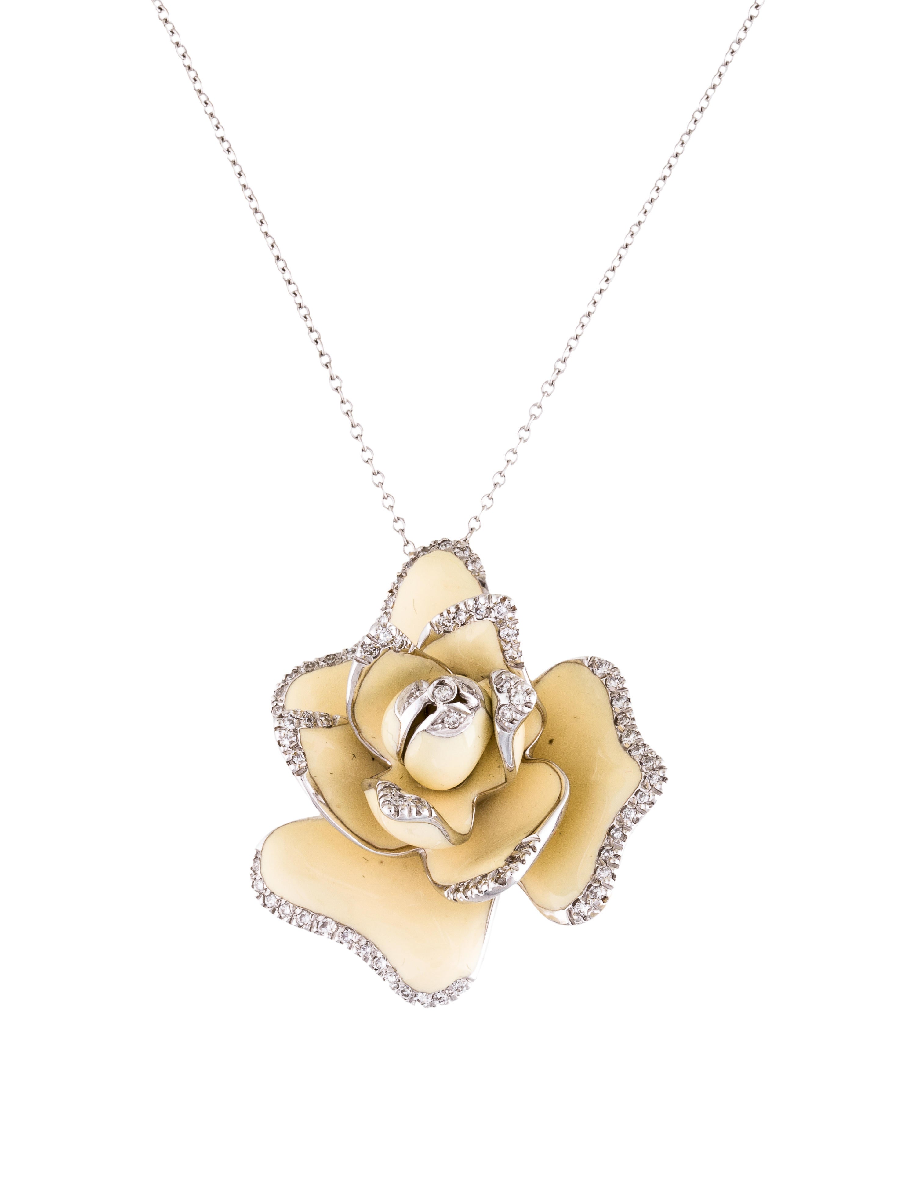 Roberto Coin 18K Diamond & Enamel Flower Pendant Necklace