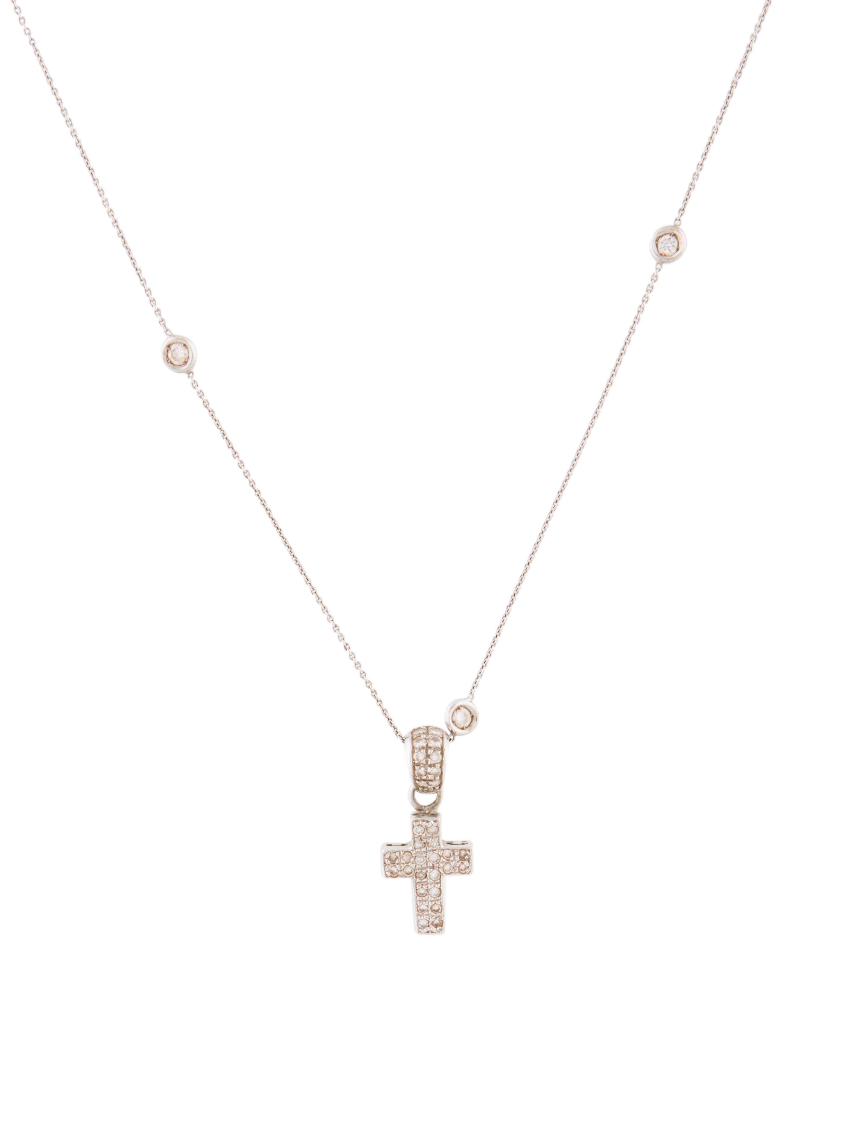 Roberto Coin 18K Diamond Cross Pendant Station Necklace