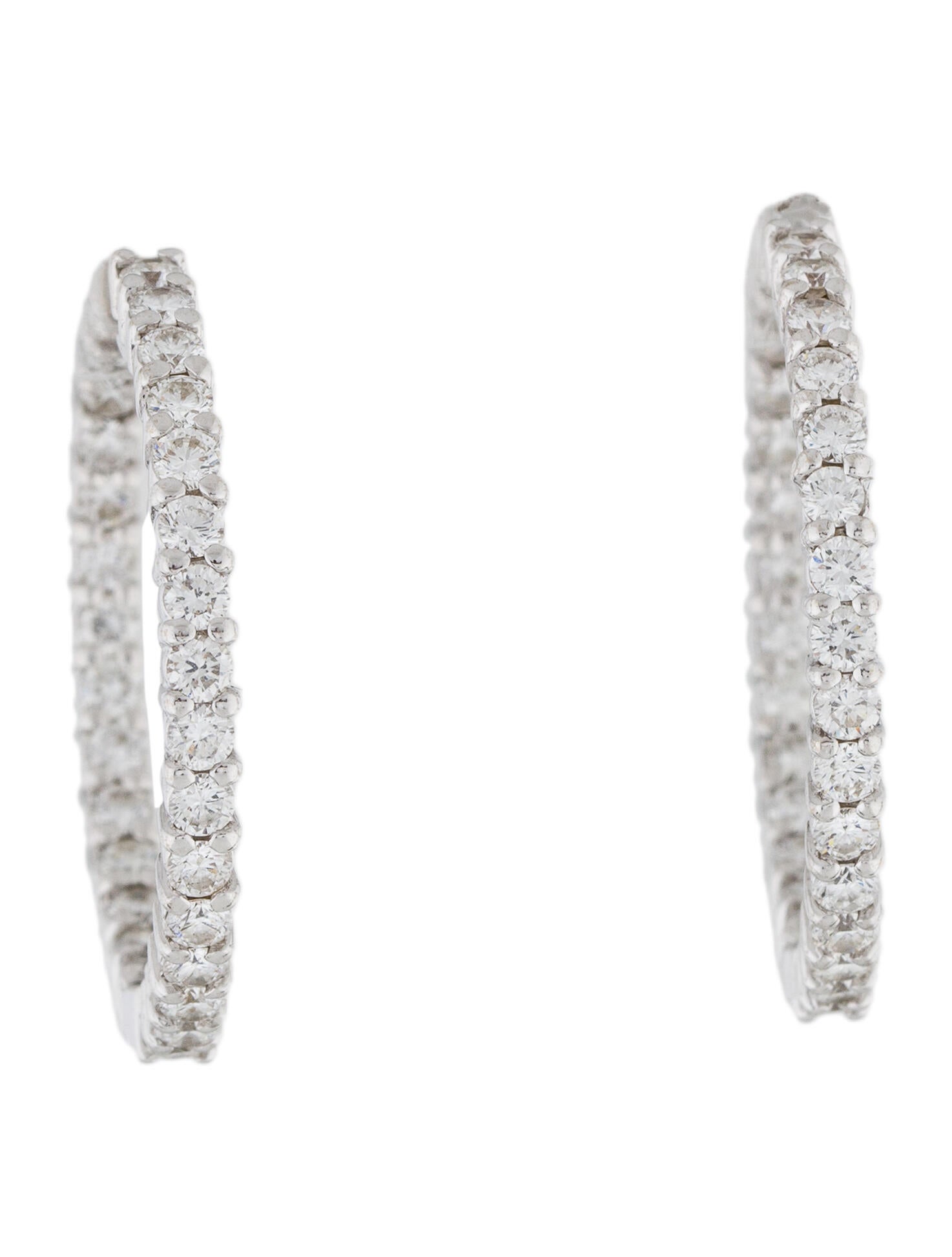 Roberto Coin 18K Diamond Hoop Earrings RhodiumPlated 18K White Gold