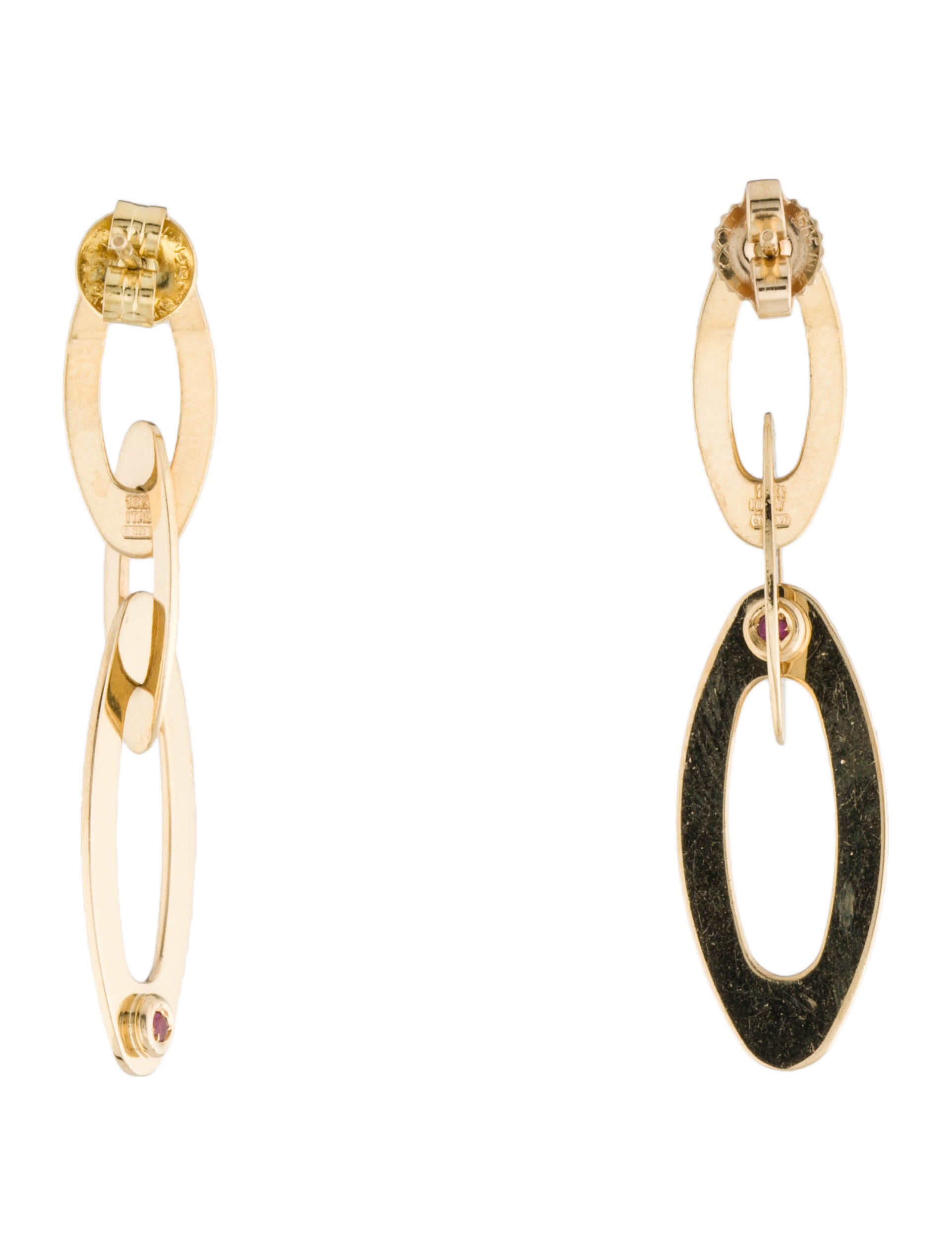 Roberto Coin 18K Chic & Shine Oval Link Drop Earrings 18K Yellow Gold