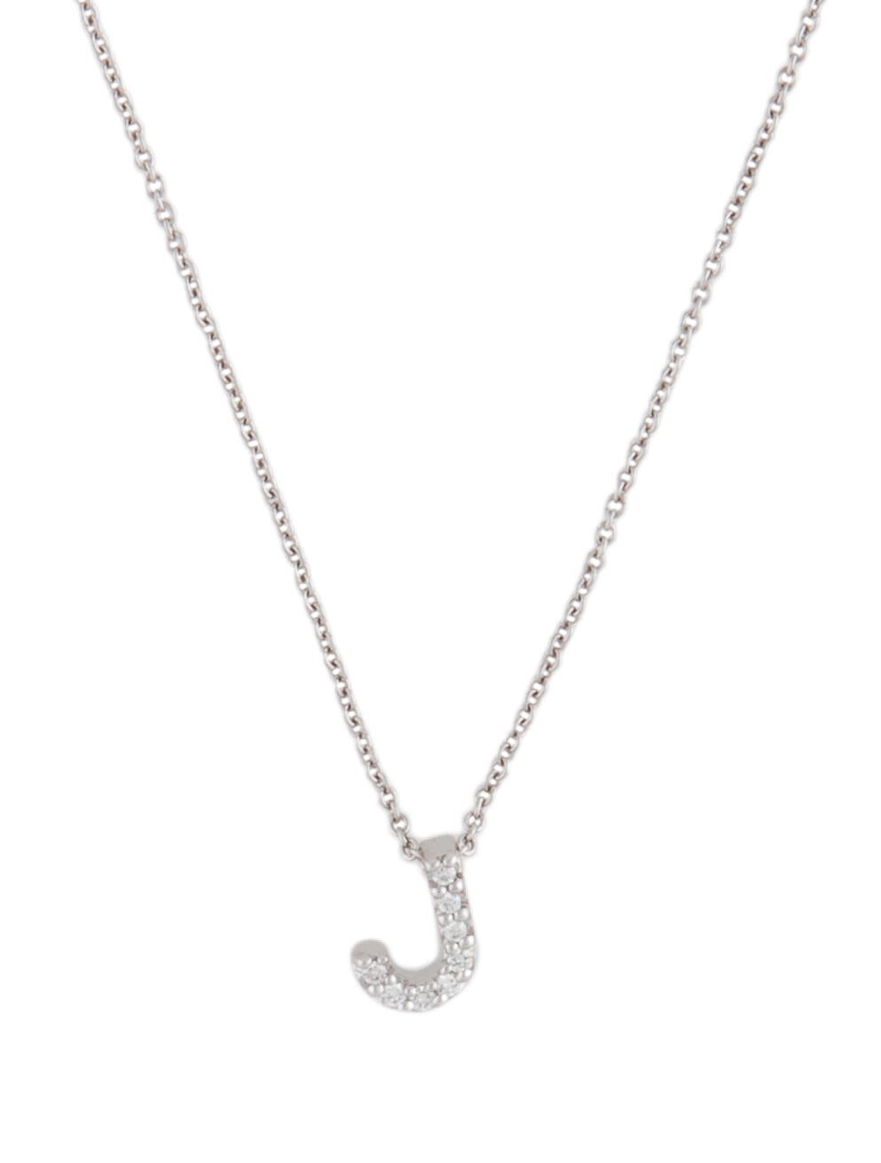 Roberto Coin 18K Diamond Love Letter 'J' Pendant Necklace Rhodium