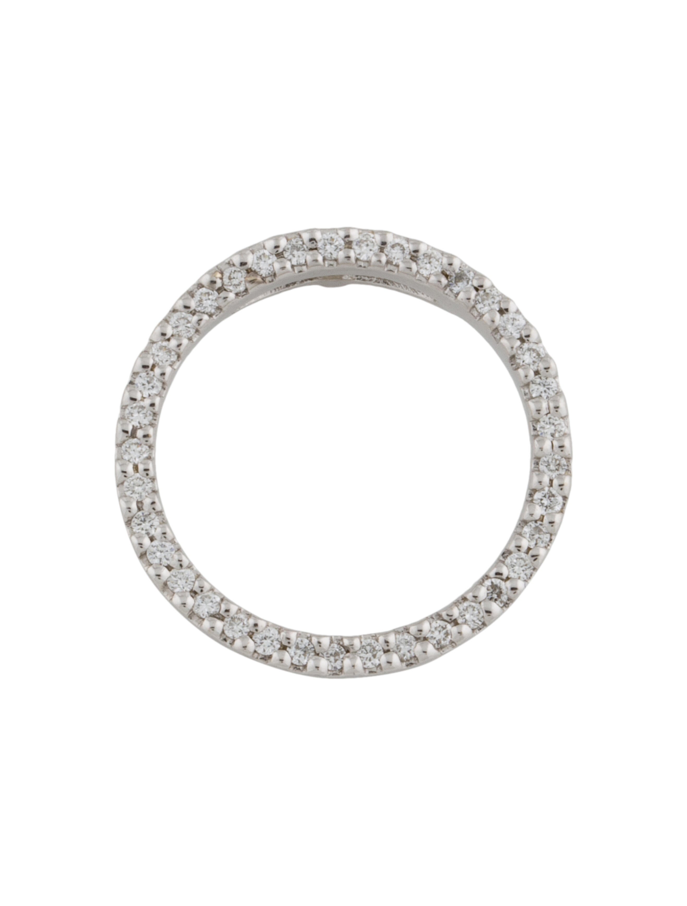 Roberto Coin 18K Diamond Small Circle Pendant Necklace RhodiumPlated