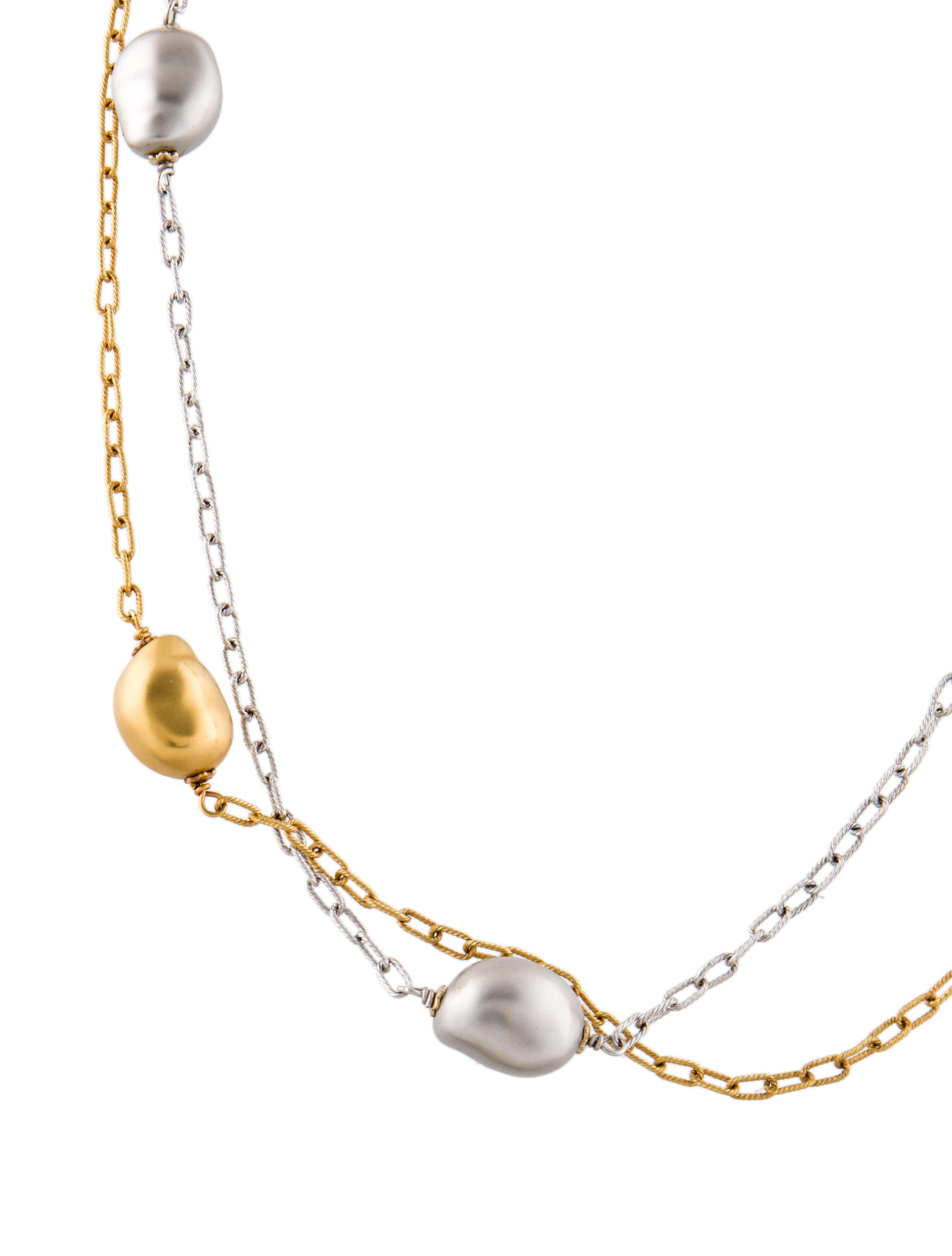 Roberto Coin TwoTone 18K Nugget Double Strand Station Necklace 18K