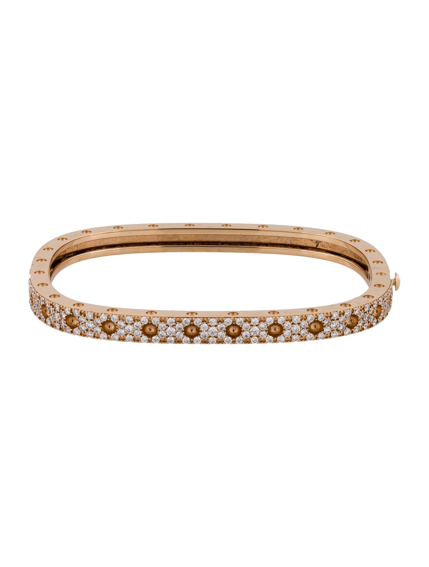 Roberto Coin 18K Diamond Pavé Pois Moi Square Bangle