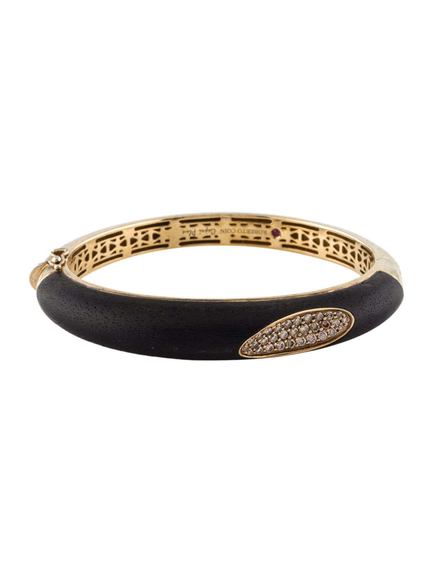 Roberto Coin Diamond & Ebony Wood Capri Plus Bangle Bracelet