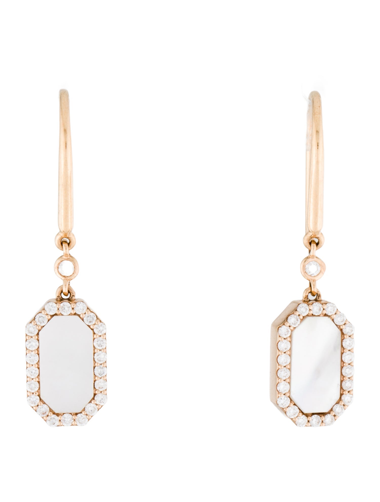 Roberto Coin 18K Mother Of Pearl & Diamond Tiny Treasures Art Deco Drop Earrings