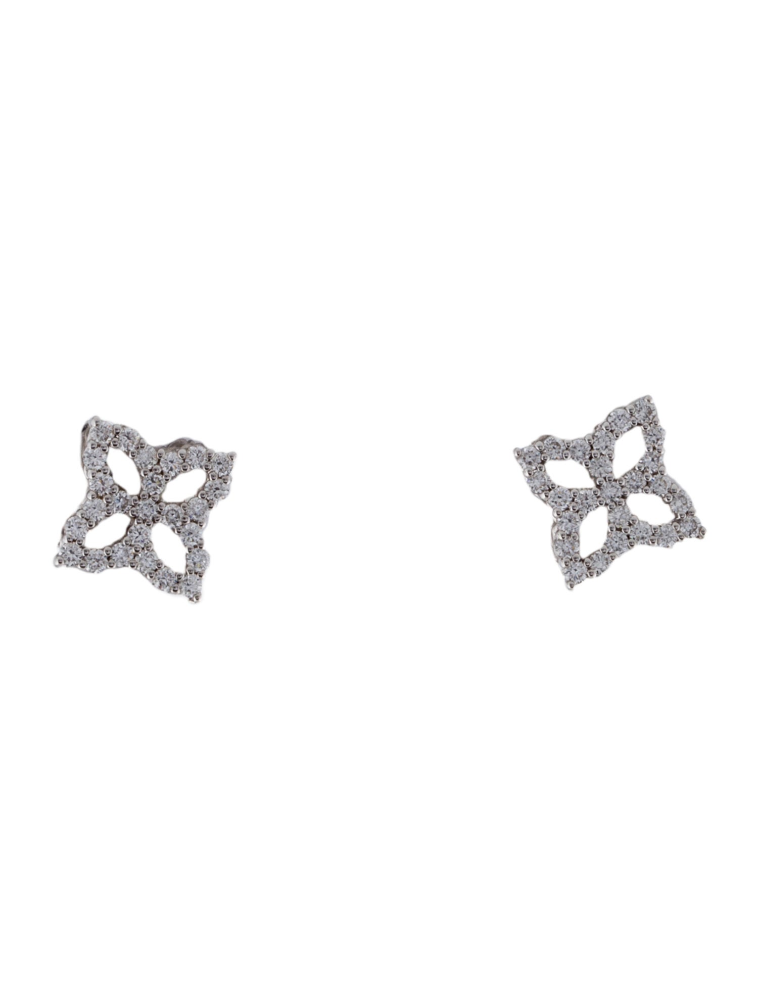 Roberto Coin 18K Diamond Princess Outline Small Flower Stud Earrings