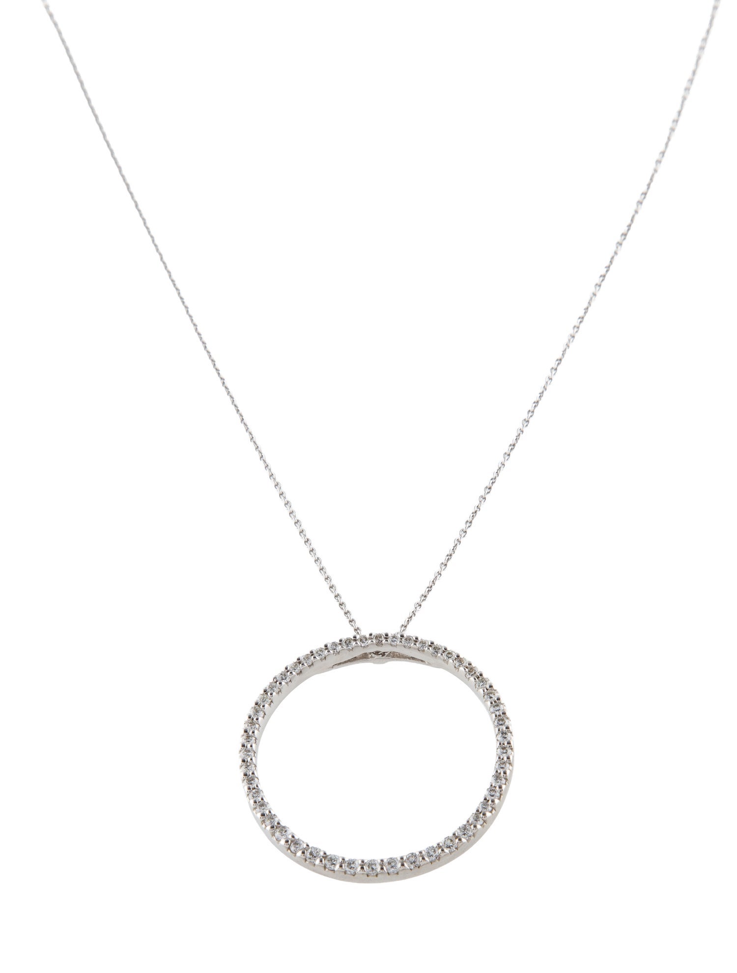 Roberto Coin 18K 1.03ctw Diamond Tiny Treasures Large Circle Pendant Necklace