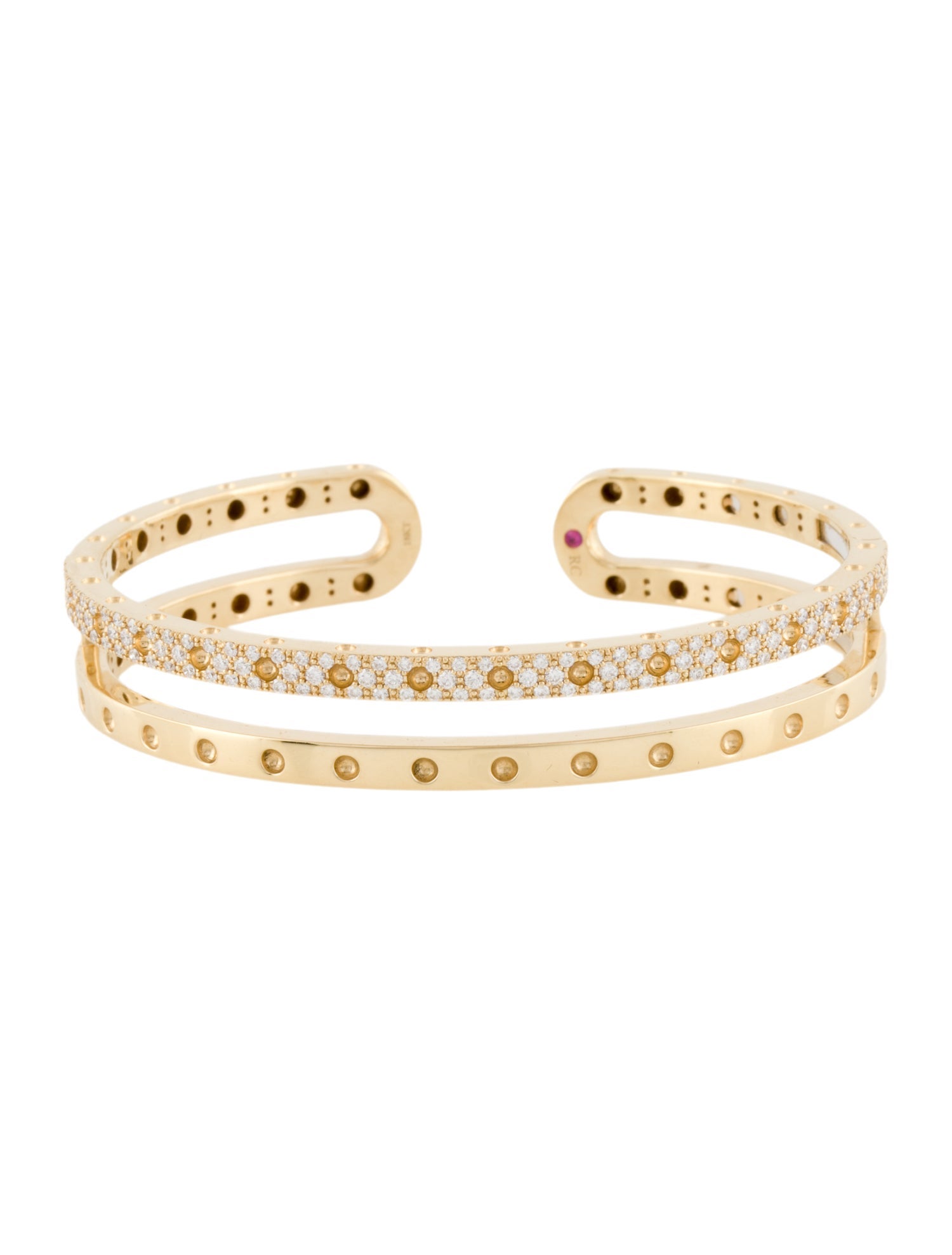 Roberto Coin 18K Diamond Pois Mois Two-Row Cuff Bracelet