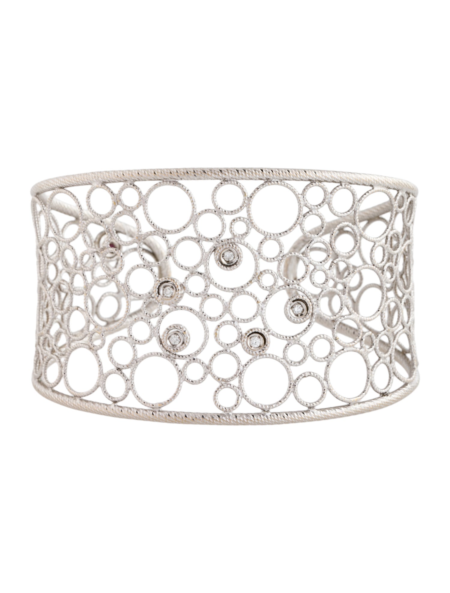 Roberto Coin 18K Diamond Bollicine Wide Cuff Bracelet