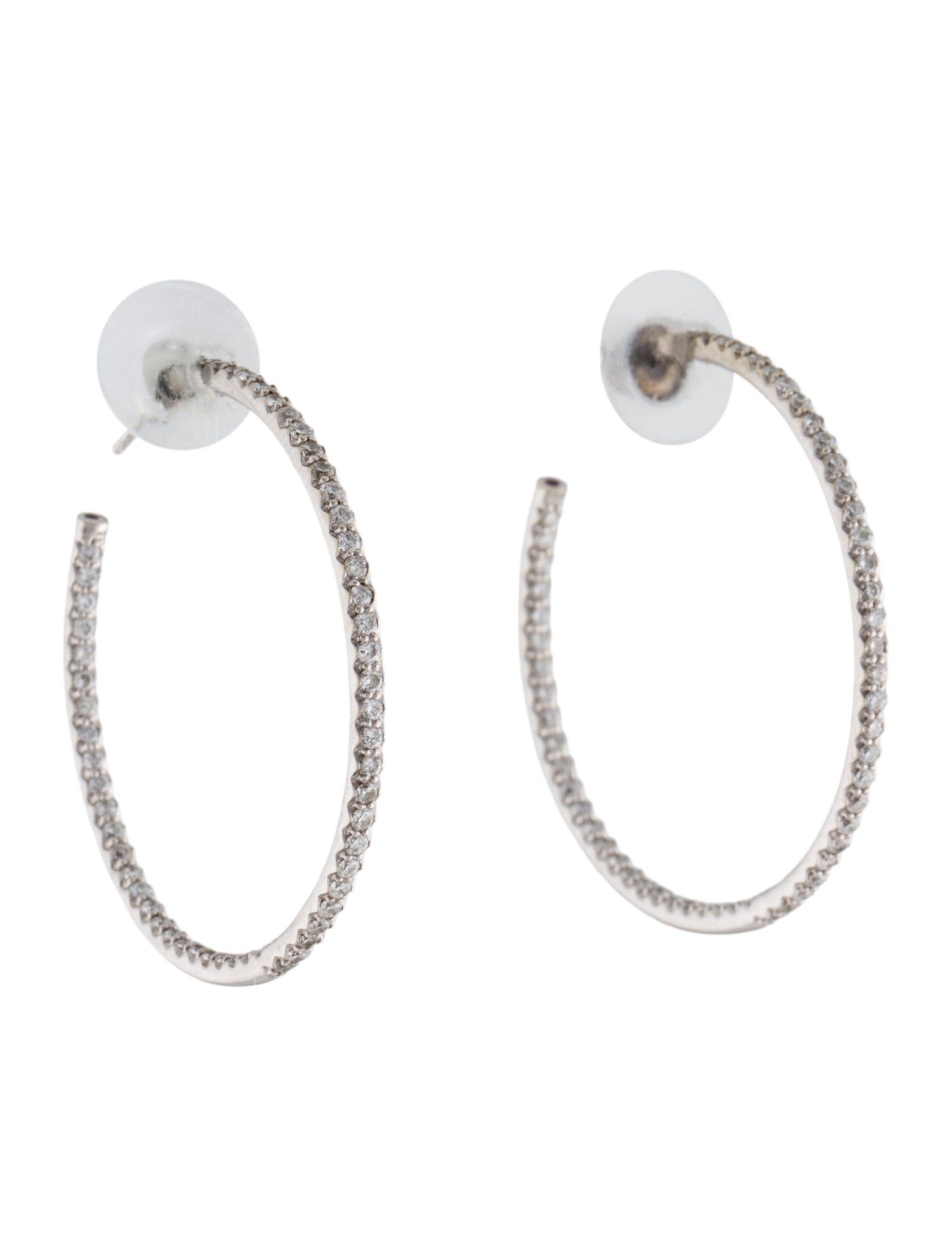 Roberto Coin 18K Diamond Inside Out Hoop Earrings