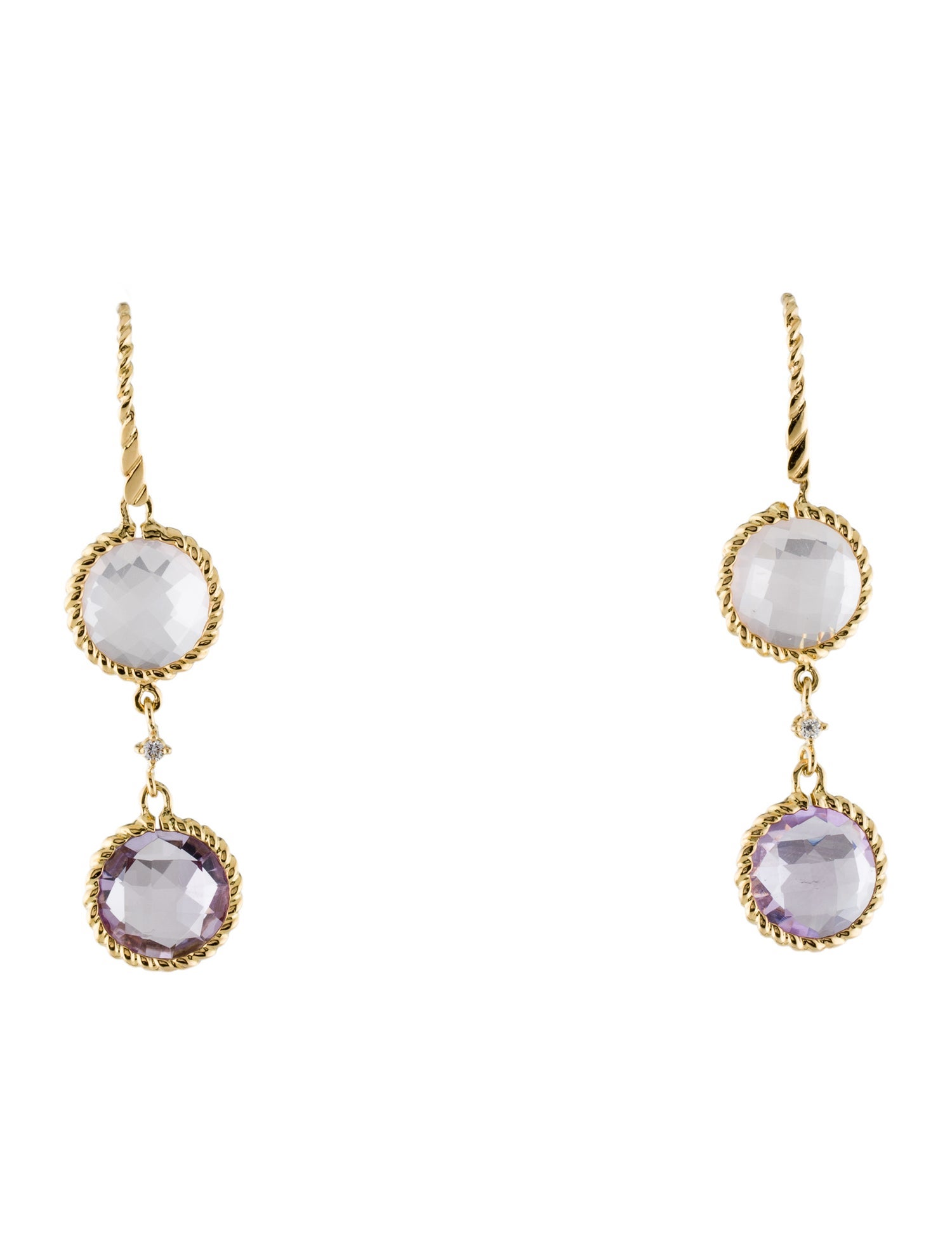 Roberto Coin 18K Rose Quartz & Amethyst Drop Earrings