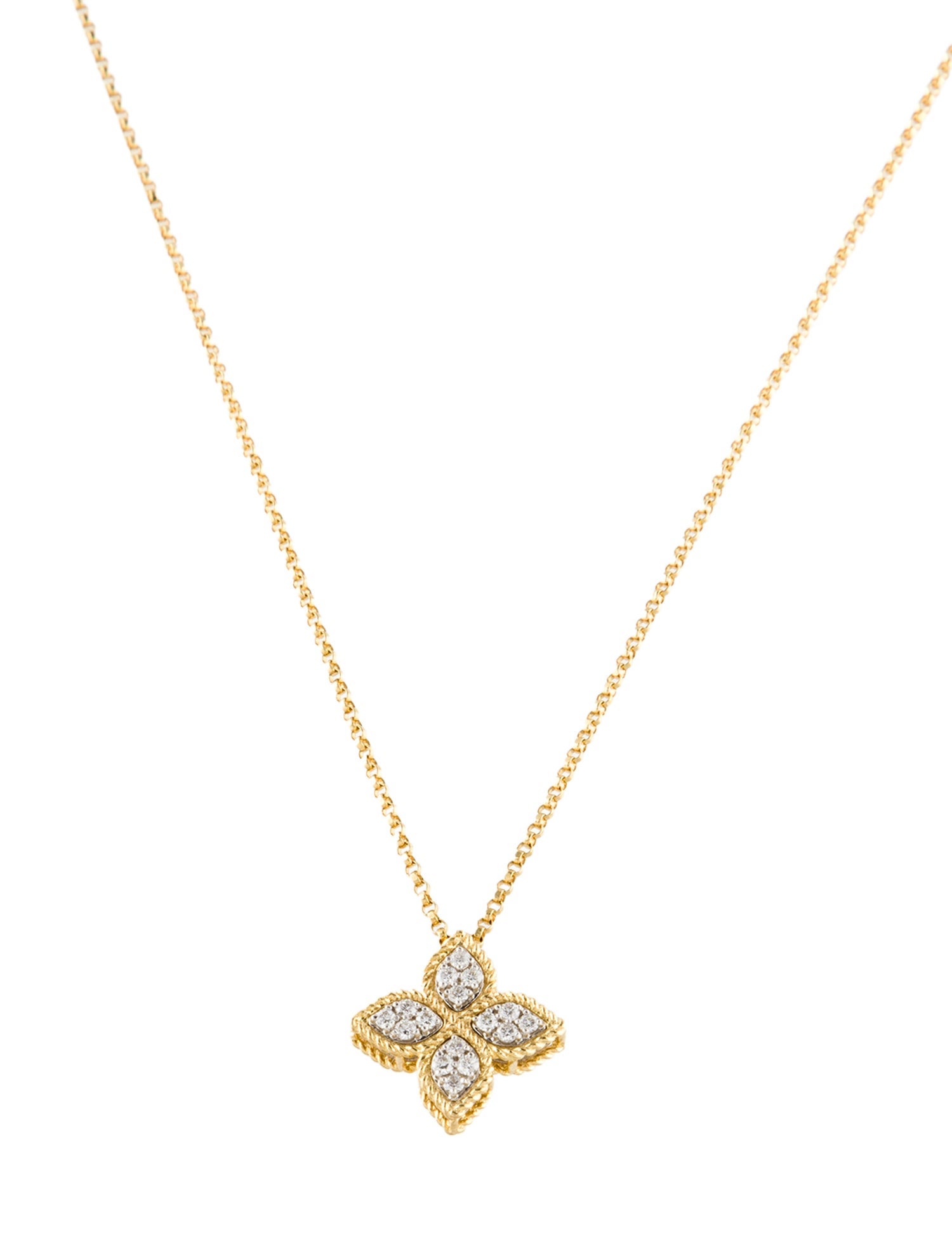 Roberto Coin 18K Diamond Princess Flower Pendant Necklace