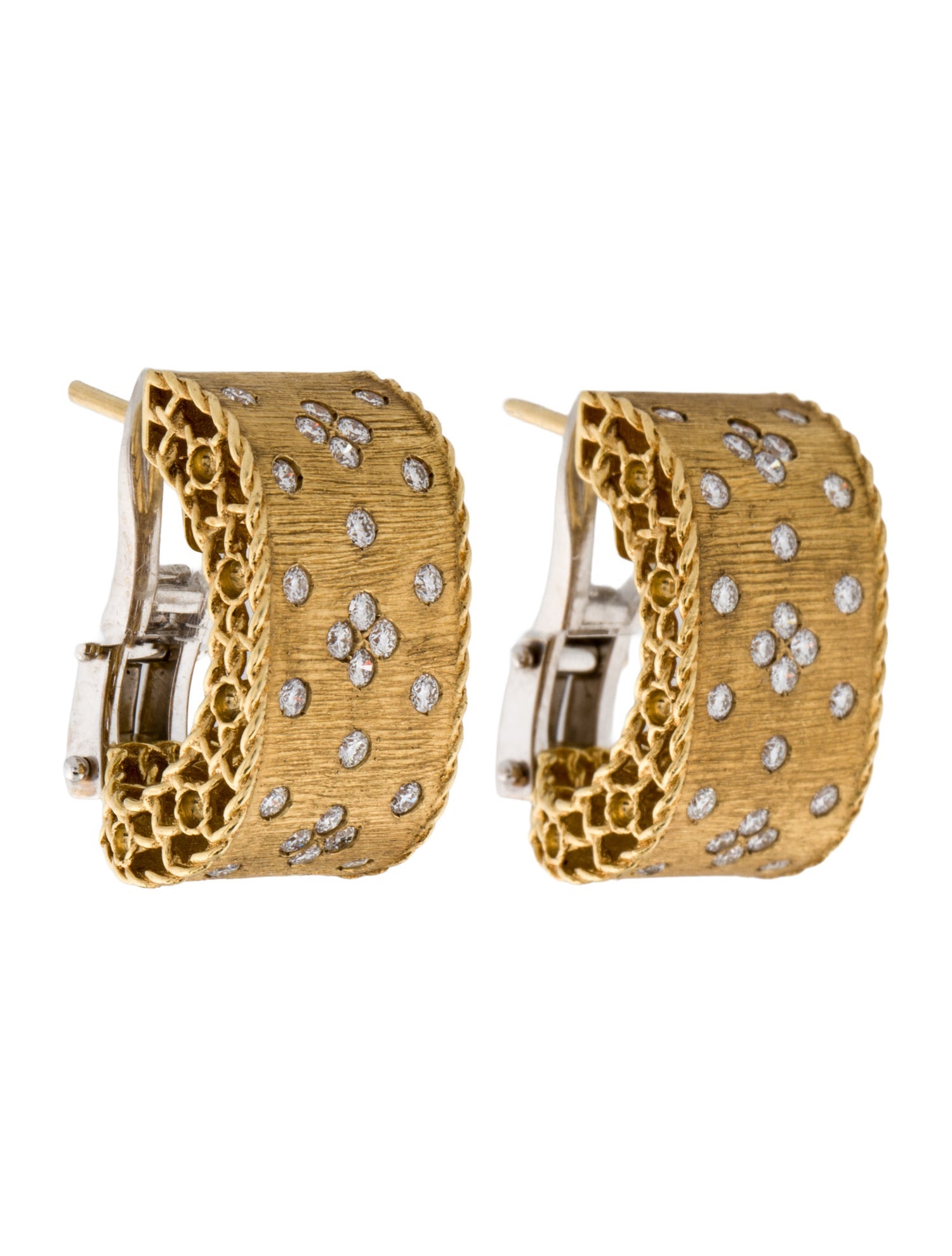 Roberto Coin 18K Diamond Wide Huggie Earrings