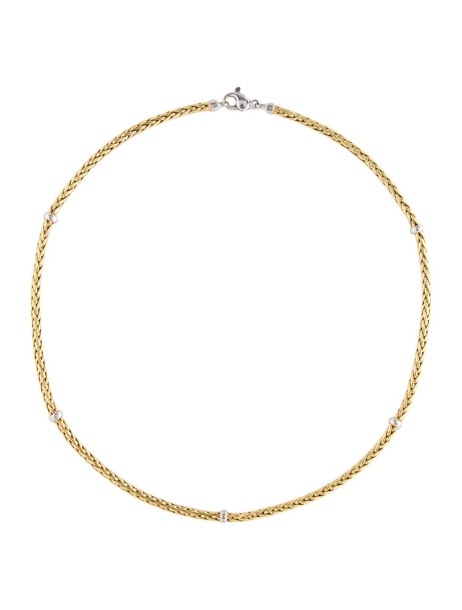 Roberto Coin 18K Two-Tone Disc Station Wheat Chain Link Necklace