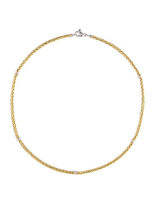 Roberto Coin 18K Two-Tone Disc Station Wheat Chain Link Necklace