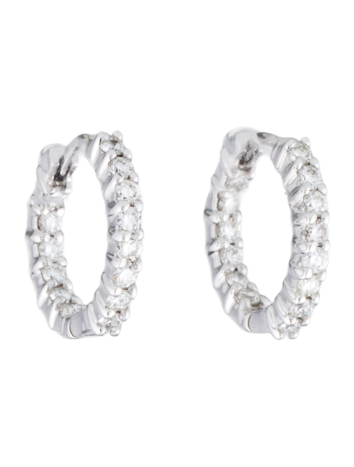 Roberto Coin 18K Petite Inside-Outside Perfect Diamond Hoop Earrings”