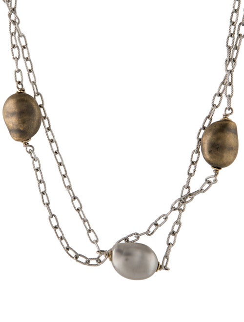 Roberto Coin 18K Two Tone Pearl Perisme Double Strand Station Necklace