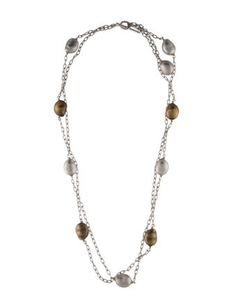 Roberto Coin 18K Two Tone Pearl Perisme Double Strand Station Necklace