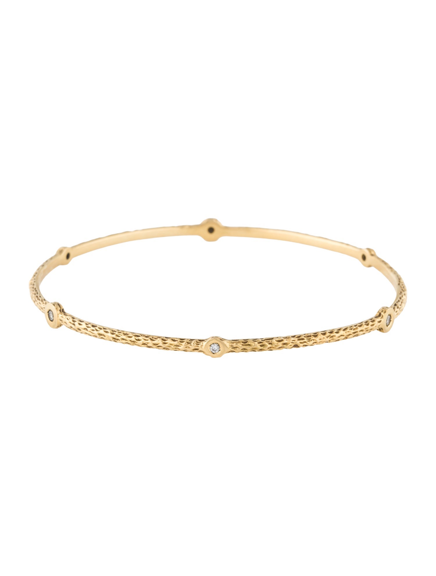Roberto Coin 18K Diamond Hammered Bangle Bracelet
