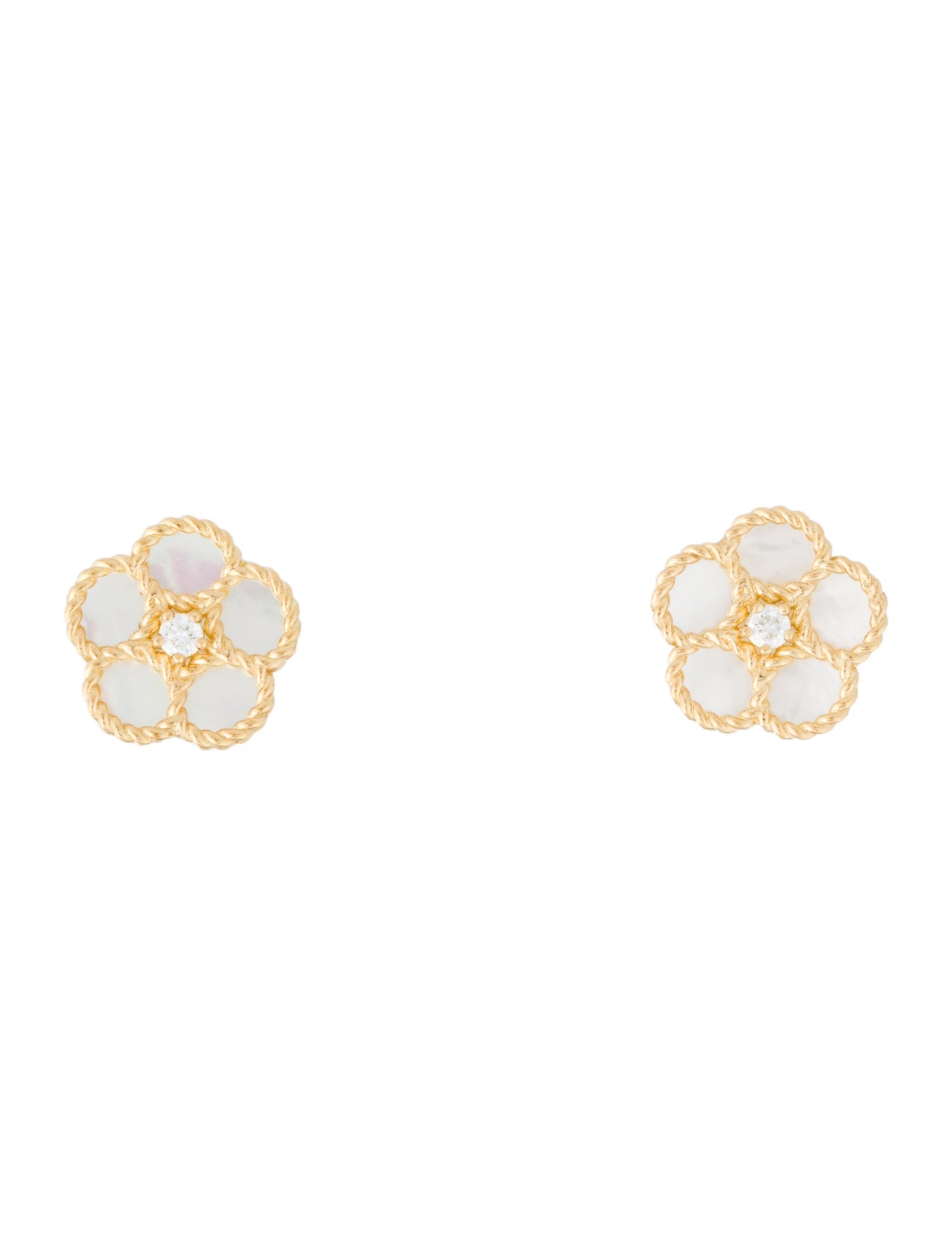 Roberto Coin 18K Mother Of Pearl & Diamond Daisy Stud Earrings
