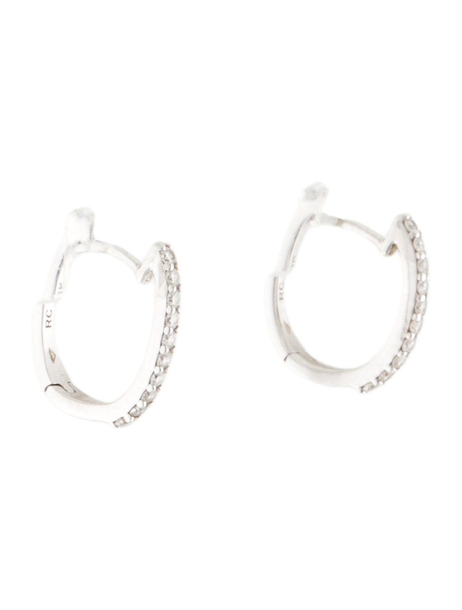 Roberto Coin 18K Perfect Diamond Hoop Pave Diamond Huggie Earrings