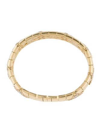 Roberto Coin 18K 1.67ctw Diamond Royal Princess Flower Wide Cuff Bracelet