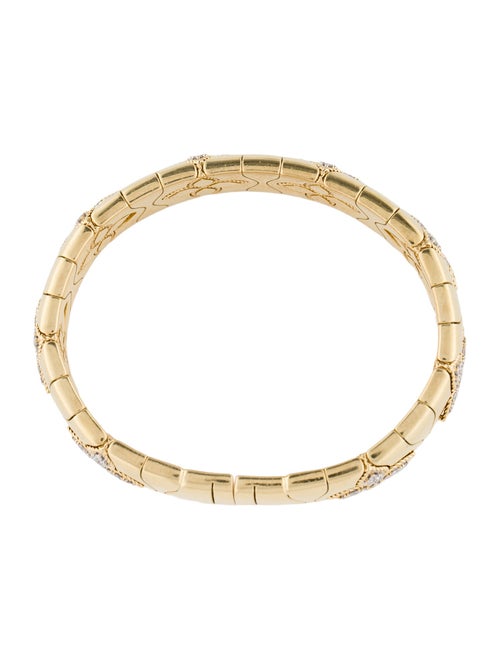 Roberto Coin 18K 1.67ctw Diamond Royal Princess Flower Wide Cuff Bracelet