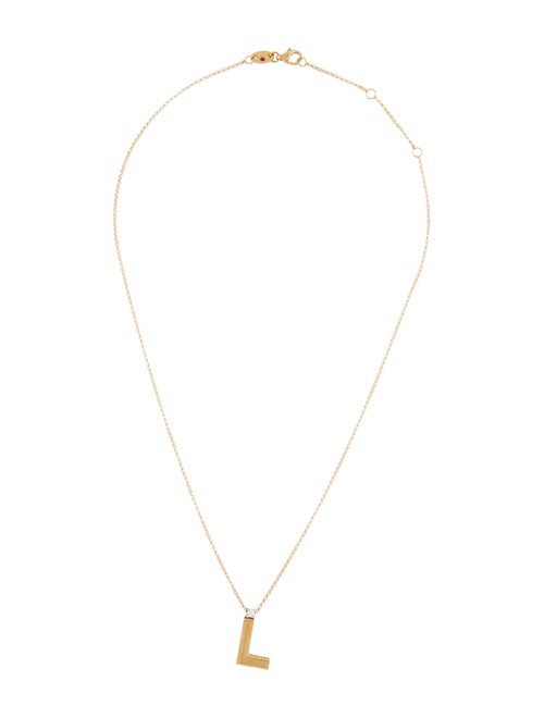 Roberto Coin 18K Diamond Princess L Initial Pendant Necklace
