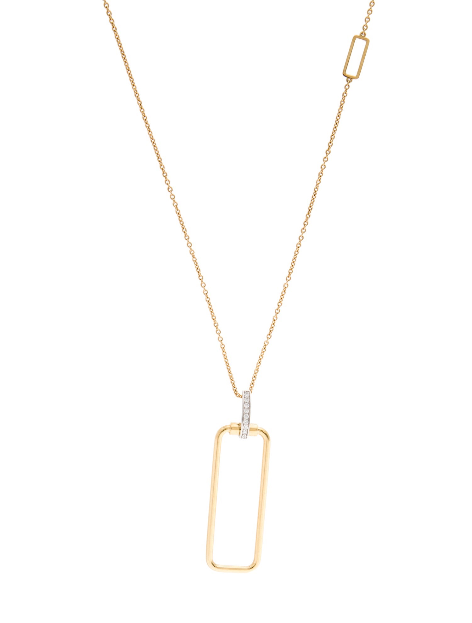 Roberto Coin 18K Diamond Classica Parisienne Rectangle Pendant Necklace