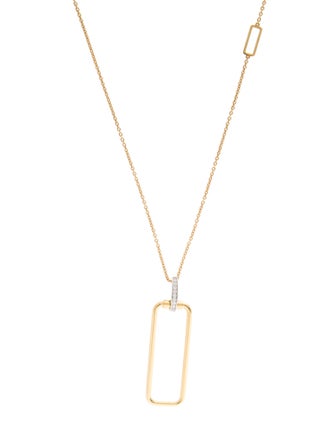 Roberto Coin 18K Diamond Classica Parisienne Rectangle Pendant Necklace