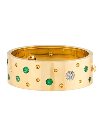 Roberto Coin 18K Emerald & Diamond Pois Moi Luna Bangle Bracelet