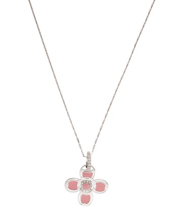 Roberto Coin 18K Diamond Enamel Flower Necklace
