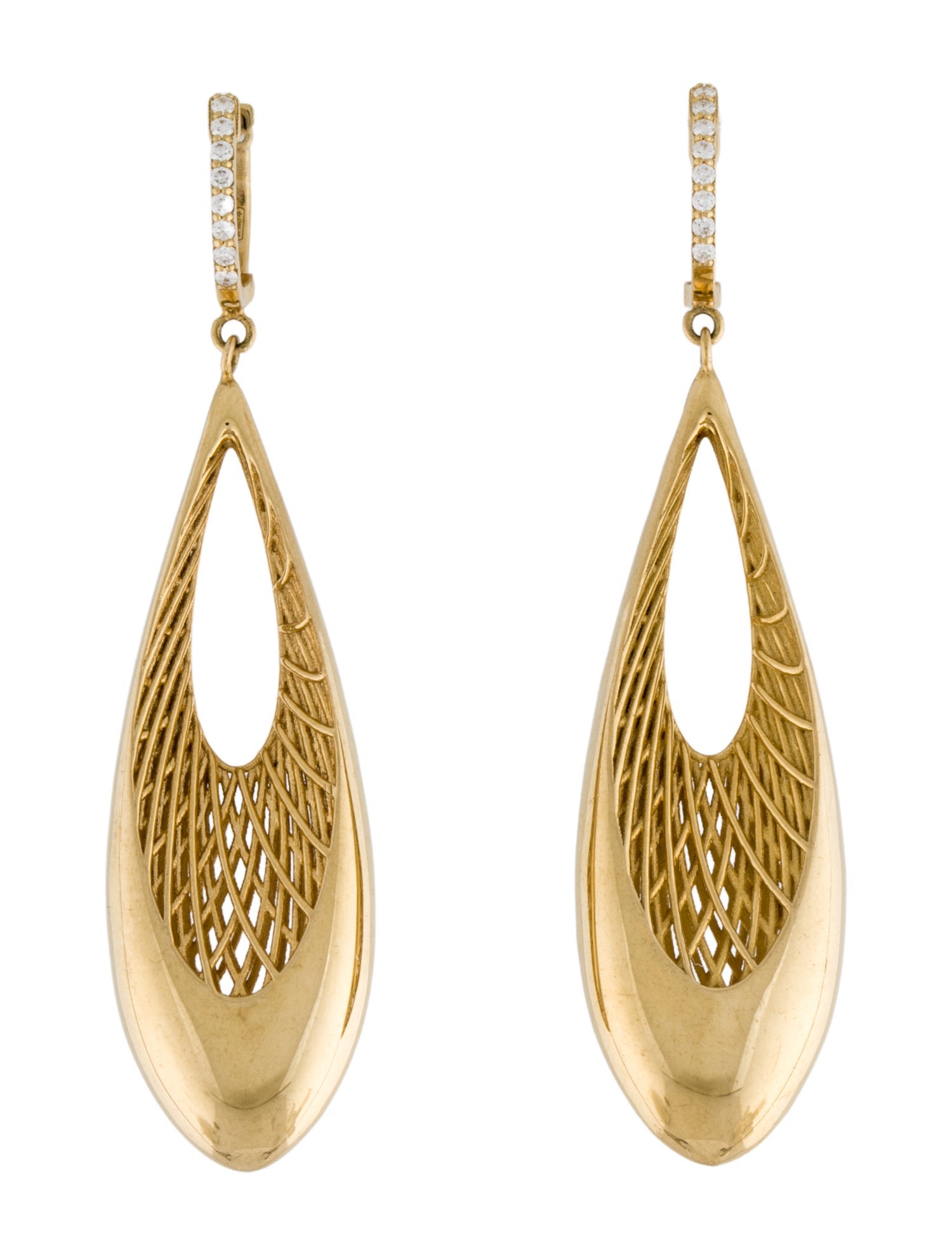 Roberto Coin 18K Diamond Golden Gate Drop Earrings