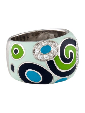 Roberto Coin 18K Enamel & Diamond Swirl Ring
