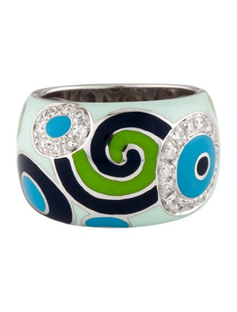 Roberto Coin 18K Enamel & Diamond Swirl Ring