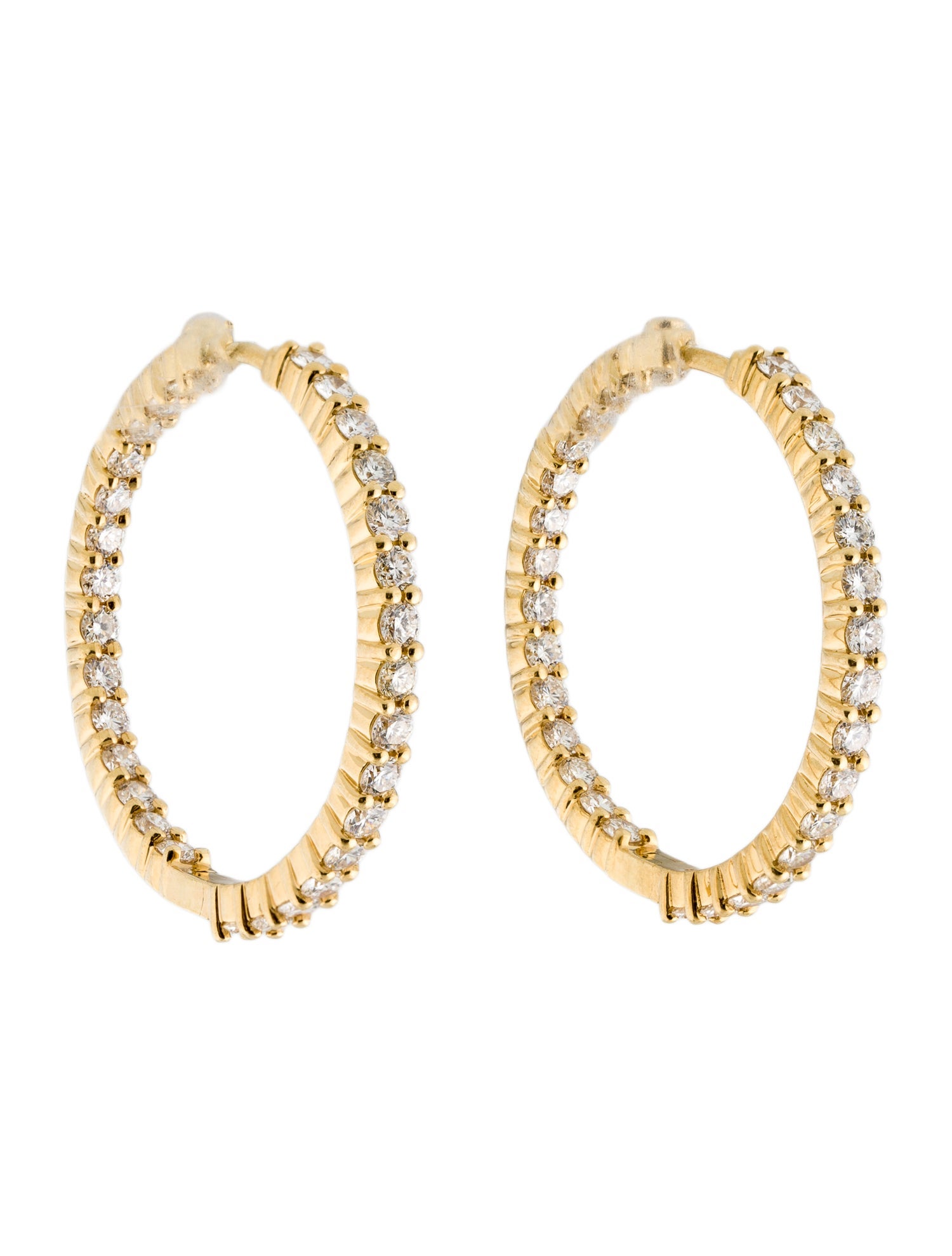 Roberto Coin 18K 2.84ctw The Perfect Diamond Inside Outside Hoop Earrings