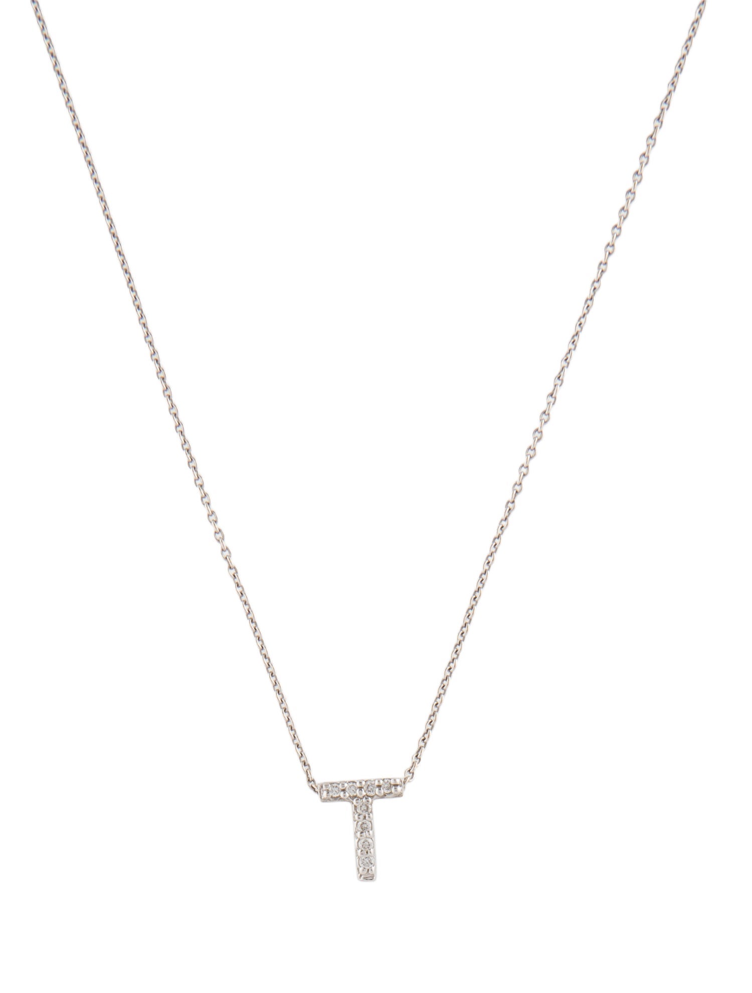 Roberto Coin 18K Diamond Tiny Treasures "T" Pendant Necklace