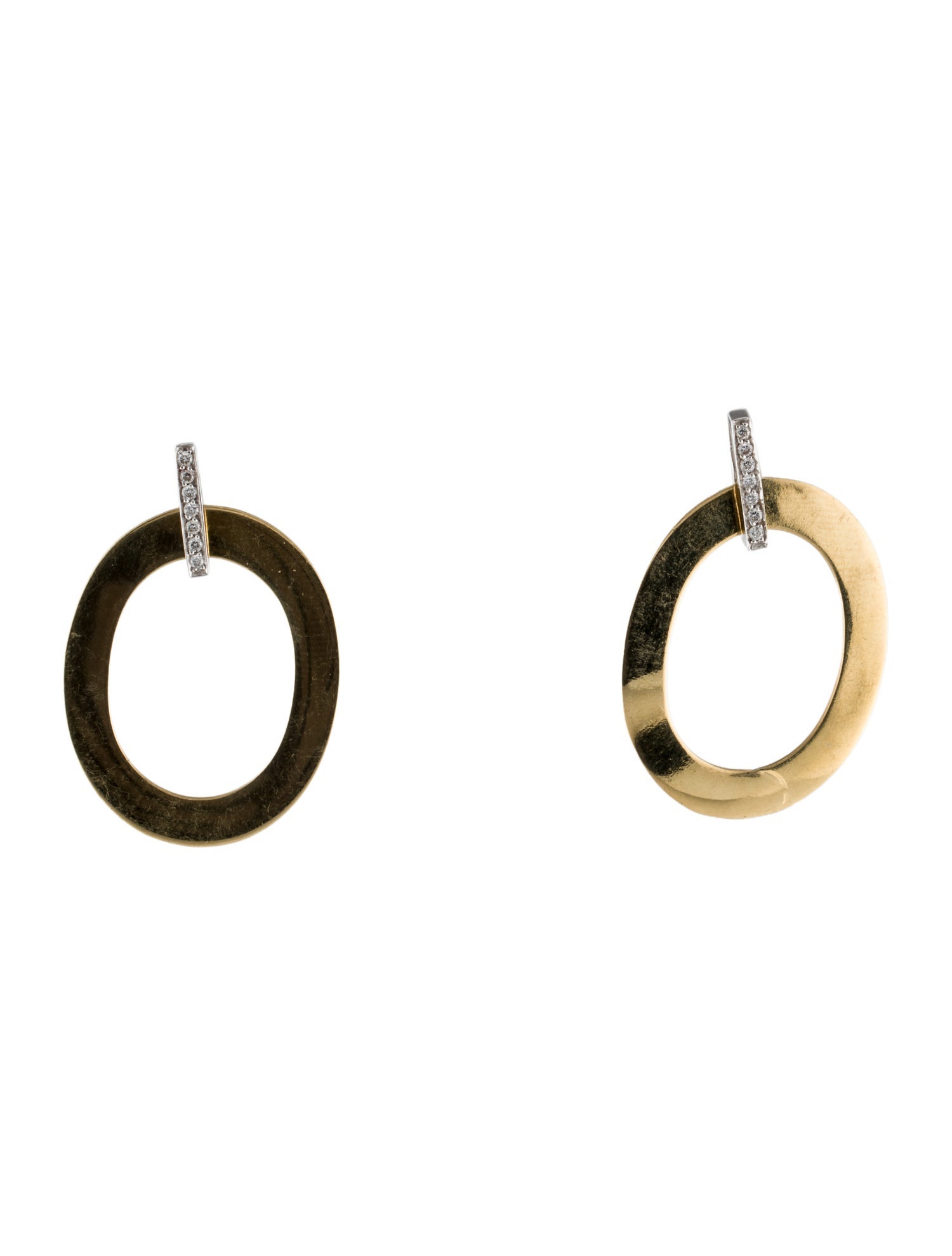 Roberto Coin 18K Diamond Oval Drop Earrings