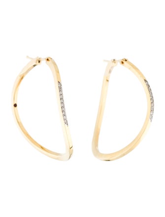 Roberto Coin 18K Diamond Wave Hoop Earrings