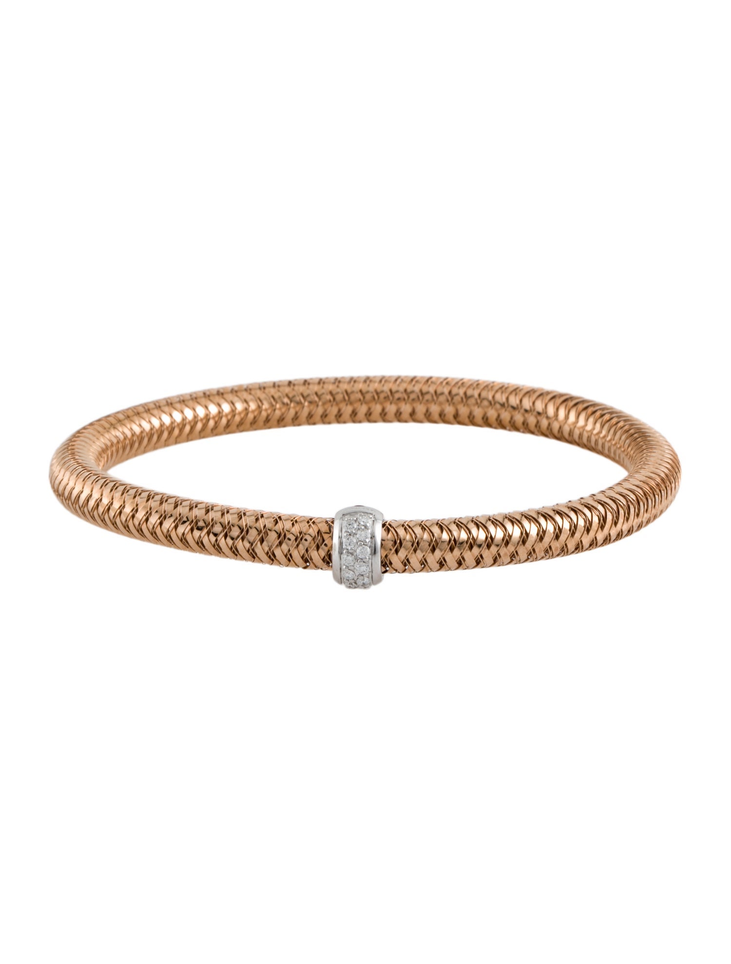 Roberto Coin 18K Diamond Primavera Woven Bangle Bracelet