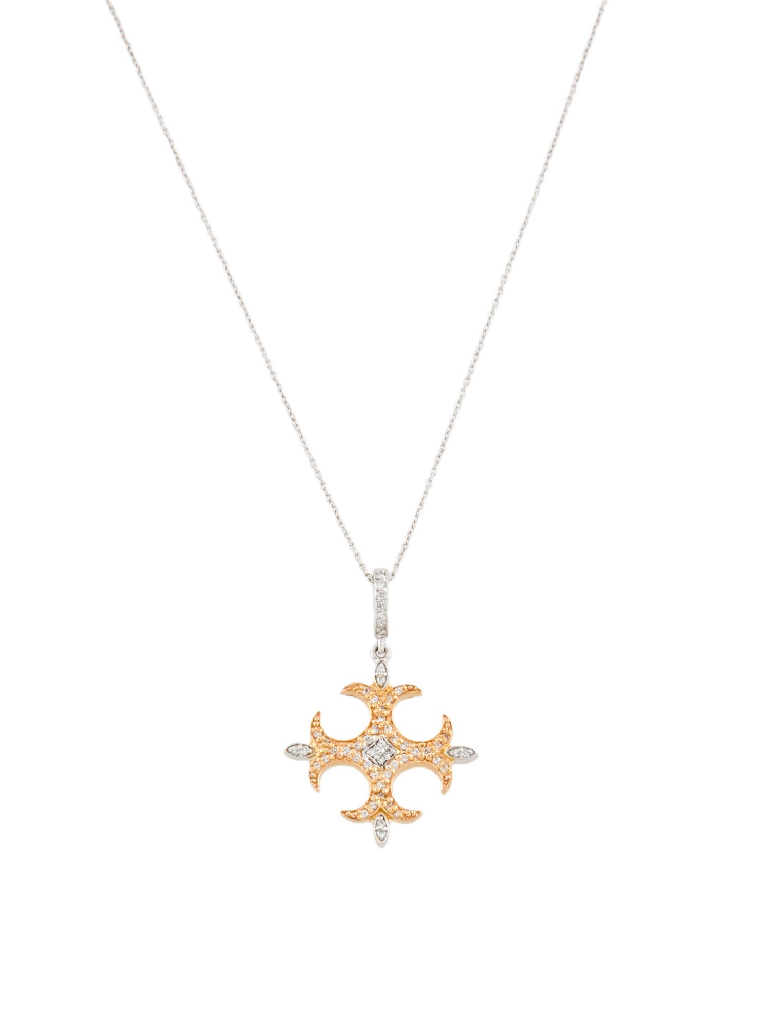 Roberto Coin 18K Diamond Maltese Cross Pendant Necklace
