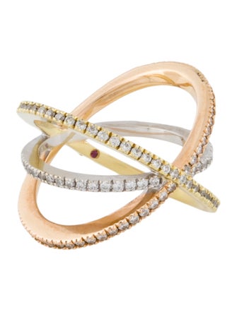 Roberto Coin Tri-Color Diamond Band Ring