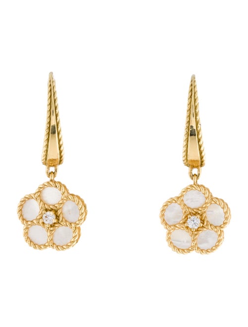 Roberto Coin 18K Mother Of Pearl & Diamond Daisy Drop Earrings