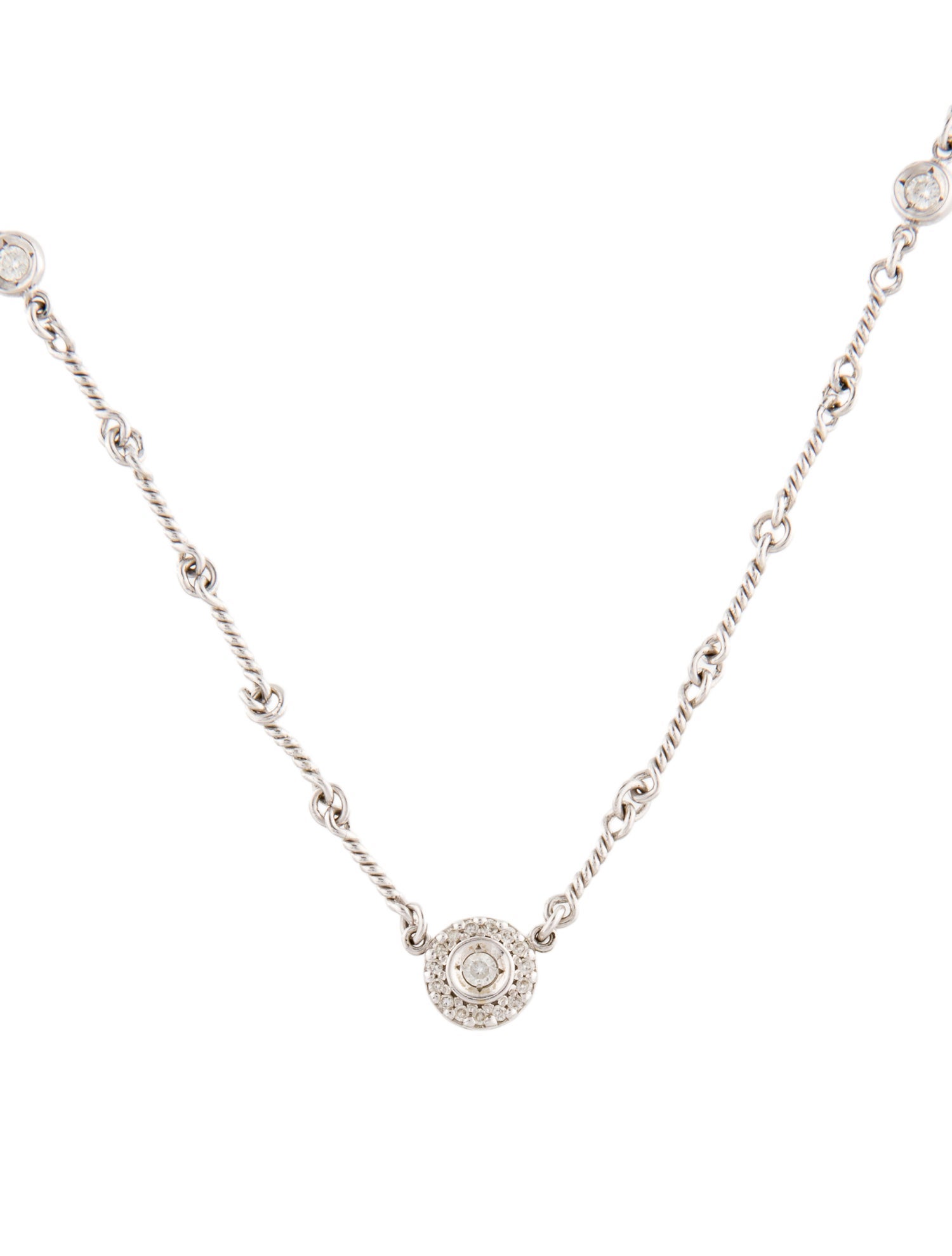 Roberto Coin 18K Diamond Station Dog Bone Pendant Necklace